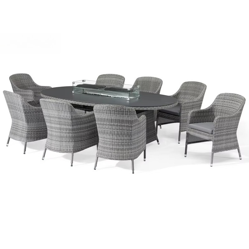 Outdoor Furniture With Fire Pit - Tuinmeubelen vuurplaats rotan wicker aluminium tuinset