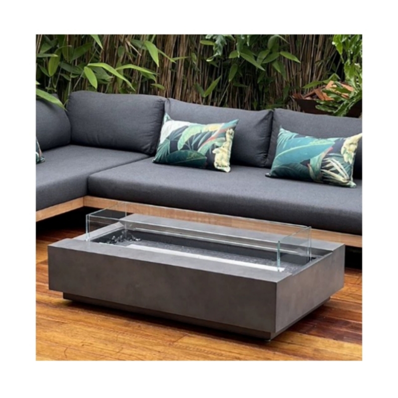 Outdoor Furniture With Fire Pit - Moderne Cortenstalen vuurplaats gas buitenmeubelset tafelbladhaard