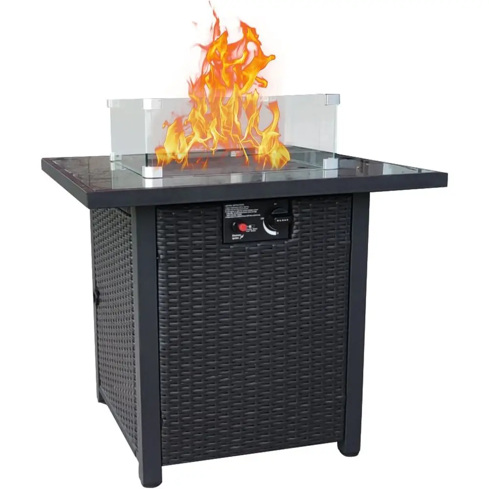 Outdoor Furniture With Fire Pit - Wicker tuinmeubelenset, rotan hoekbank met zachte