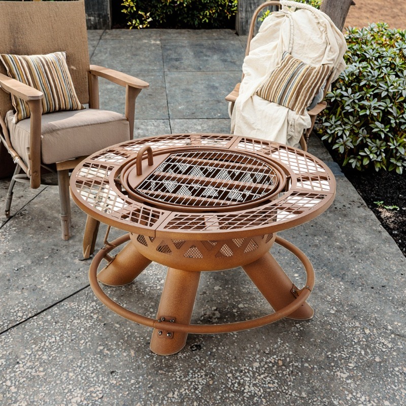 Outdoor Furniture With Fire Pit - 2026 Moderne Buitenhaard van Staal, Dubbel