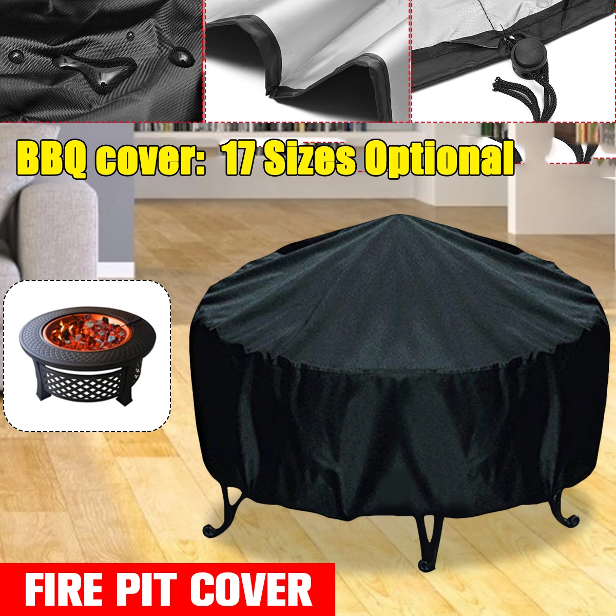 Outdoor Furniture With Fire Pit - Waterdichte Patio Vuurplaats Cover Zwart UV