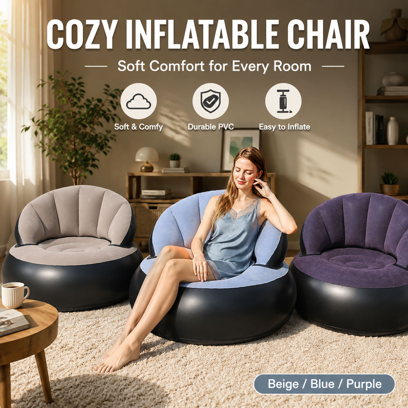 Outdoor Furniture Lounge Chair - Opblaasbare stoel voor volwassenen, comfortabele lounge