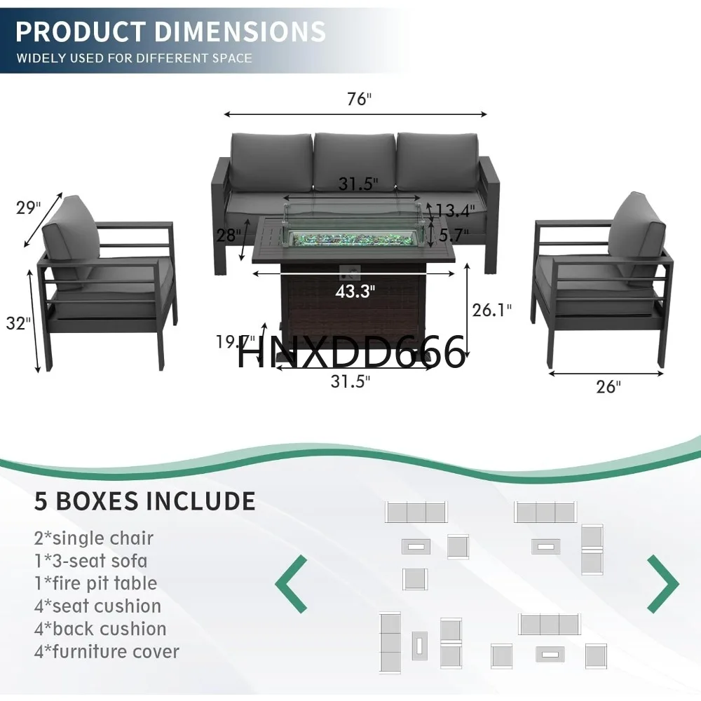 Tuinmeubelset met vuurtafel, 6 - Outdoor Furniture With Fire Pit recensie en prijs