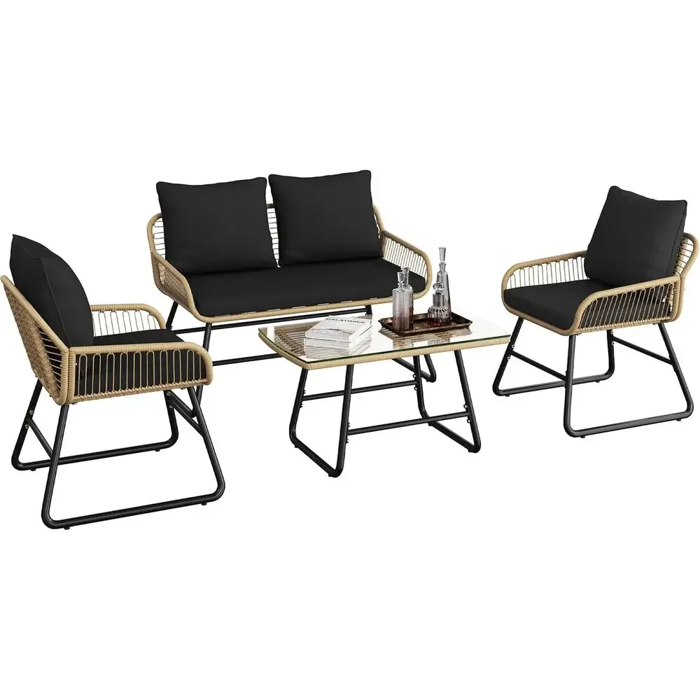 4-delige rieten tuinmeubelset  - Outdoor Furniture Loveseat recensie en prijs