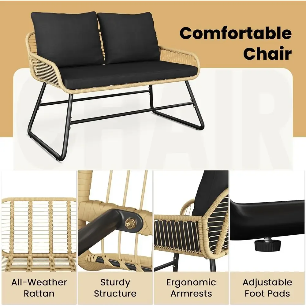 4-delige rieten tuinmeubelset  - Outdoor Furniture Loveseat recensie en prijs