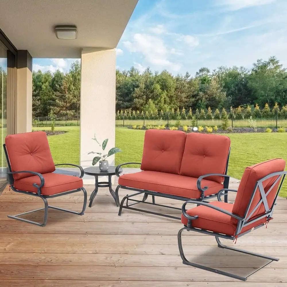 4-delige rode smeedijzeren tui - Outdoor Furniture Loveseat recensie en prijs
