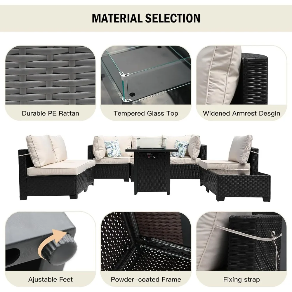 8-delige terrasmeubilair rotan - Outdoor Furniture With Fire Pit recensie en prijs