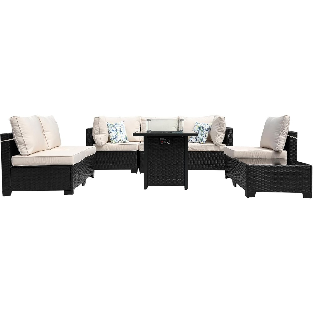 8-delige terrasmeubilair rotan - Outdoor Furniture With Fire Pit recensie en prijs