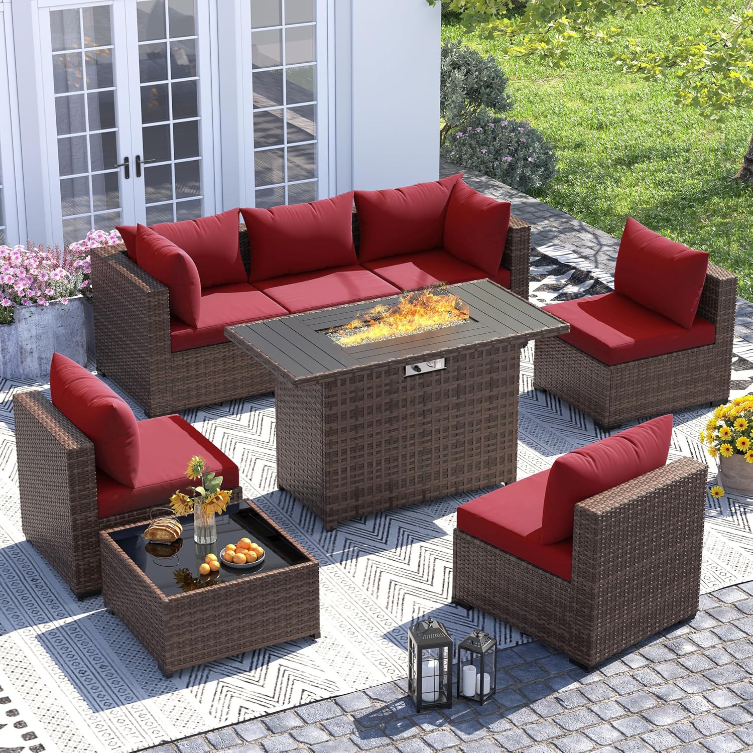 8-delige all-weather wicker lo - Outdoor Furniture With Fire Pit recensie en prijs