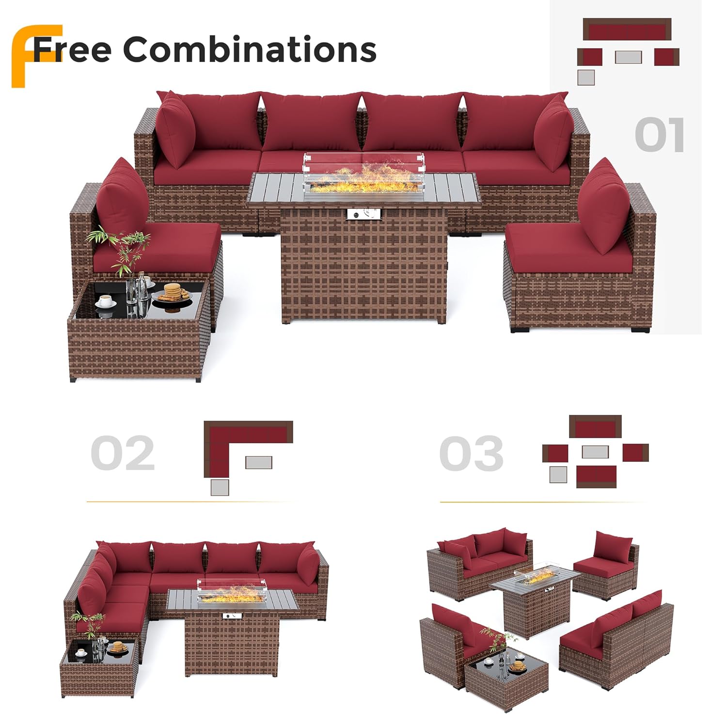 8-delige all-weather wicker lo - Outdoor Furniture With Fire Pit recensie en prijs