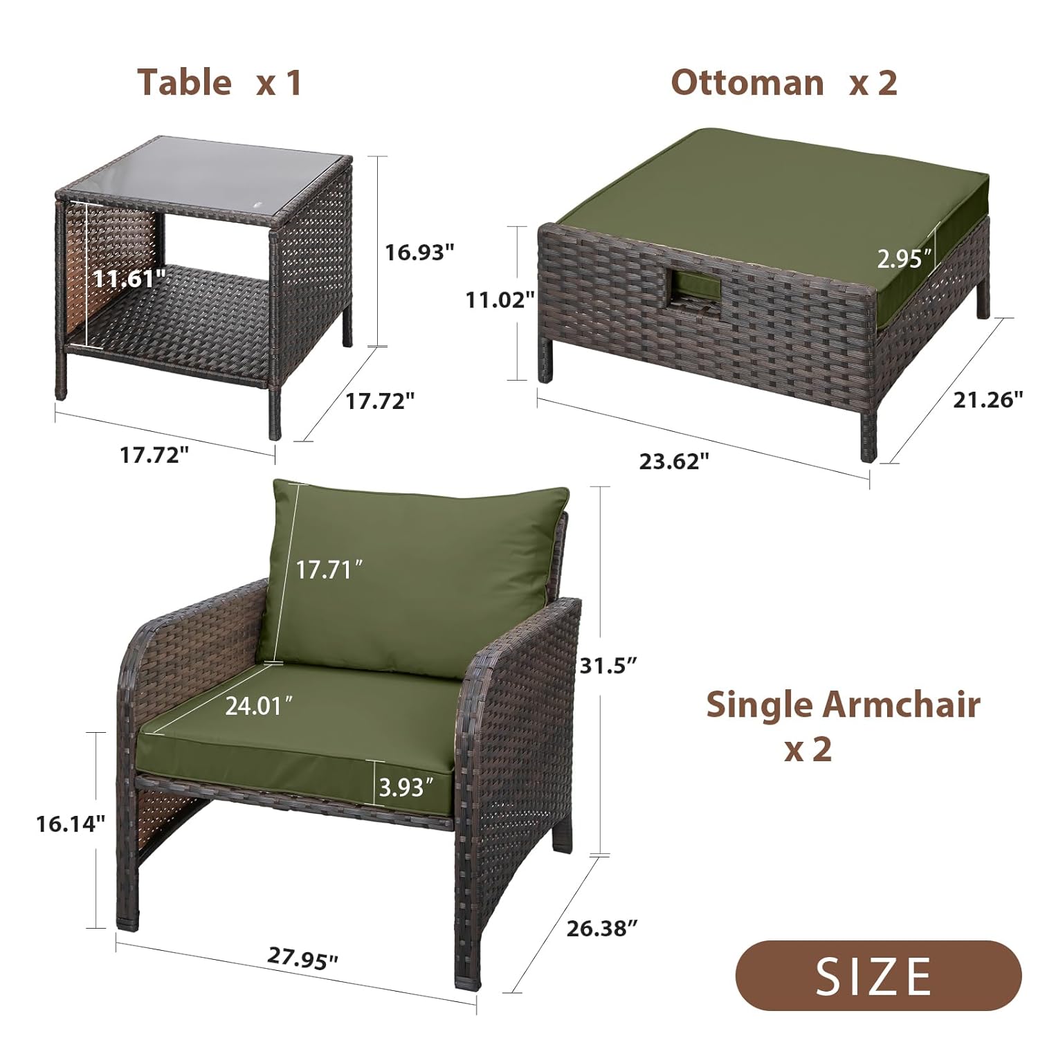 5-delige PE-rattan tuinset, lo - Outdoor Furniture Lounge Chair recensie en prijs