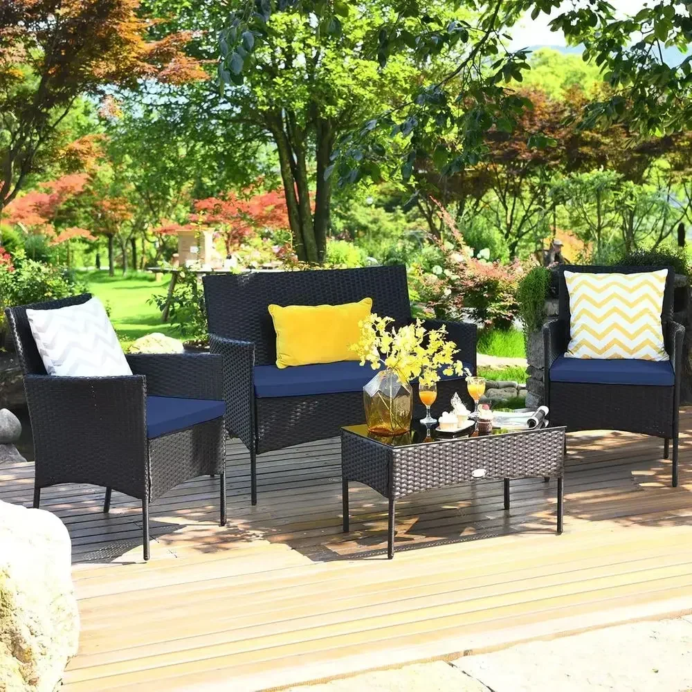 4-delige rieten tuinmeubelset  - Outdoor Furniture Loveseat recensie en prijs