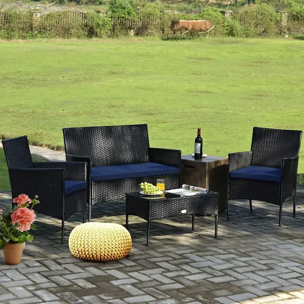 4-delige rieten tuinmeubelset  - Outdoor Furniture Loveseat recensie en prijs