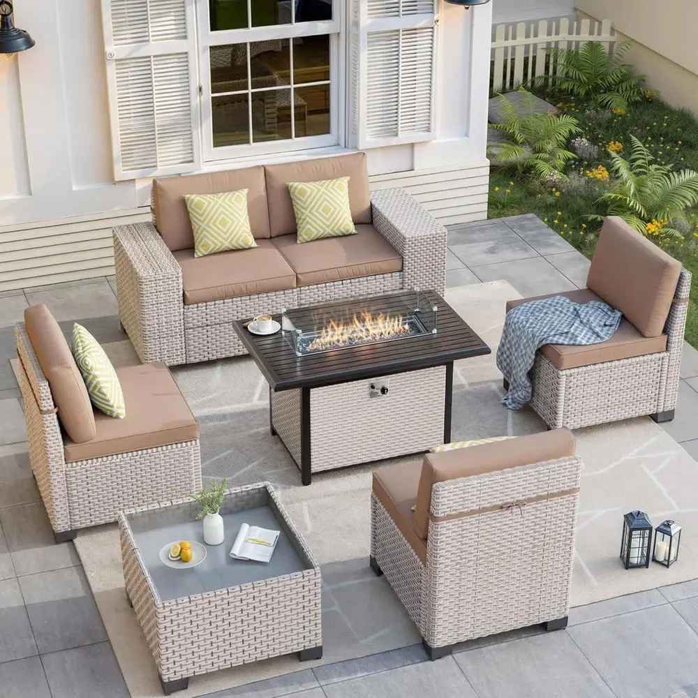 7-delige tuinmeubelset met vuu - Outdoor Furniture With Fire Pit recensie en prijs