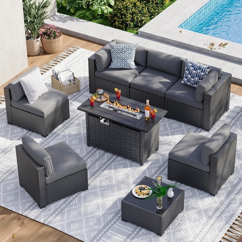 Aoxun 8-delige tuinmeubelset m - Outdoor Furniture With Fire Pit recensie en prijs