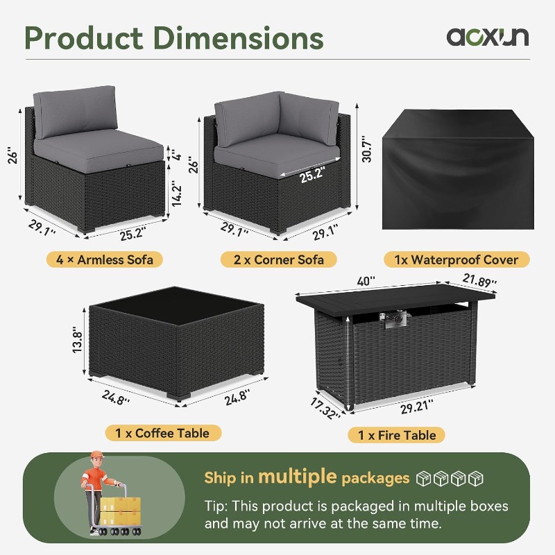 Aoxun 8-delige tuinmeubelset m - Outdoor Furniture With Fire Pit recensie en prijs