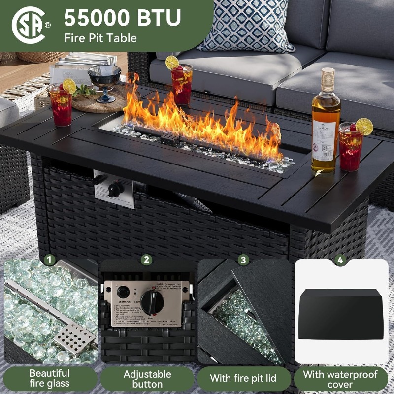 Aoxun 8-delige tuinmeubelset m - Outdoor Furniture With Fire Pit recensie en prijs