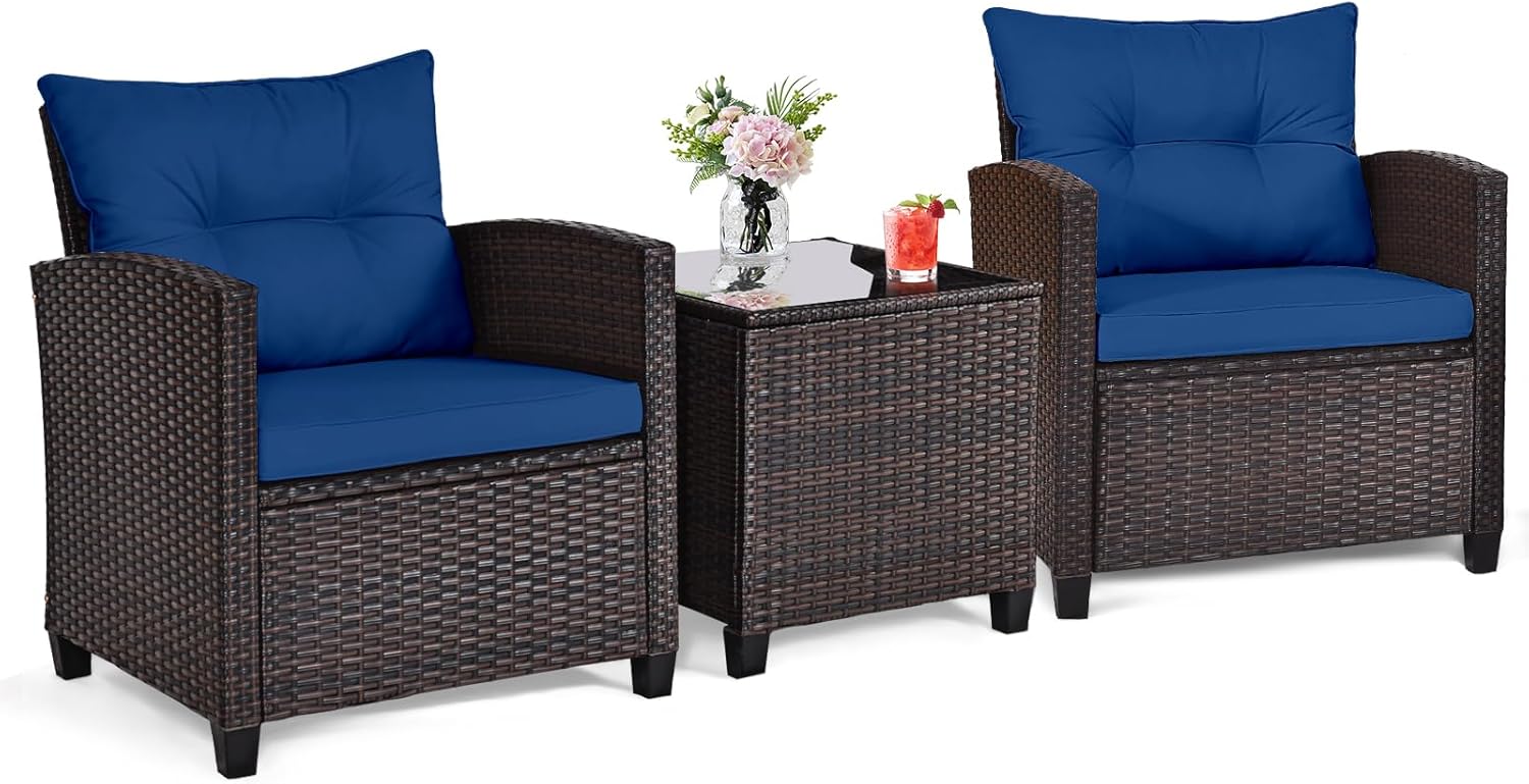 Marineblauwe rotan wicker 3-de - Outdoor Furniture Sofa recensie en prijs