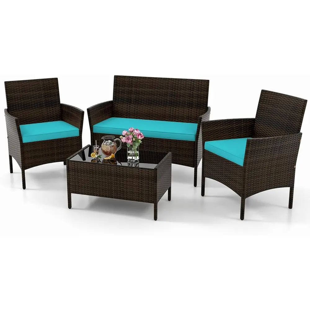 Turquoise 4-delige tuinmeubels - Outdoor Furniture Loveseat recensie en prijs